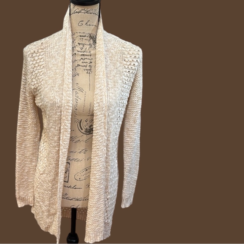 Cozy Open Cardigan Cream Knit Sweater for Girls